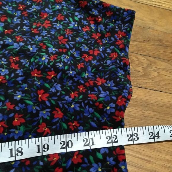 LOFT FLORAL V NECK SHORT SLEEVE LUX VELVET TOP SMALL COTTAGECORE BOHO - Picture 7 of 12